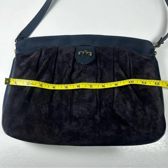 Vintage Etienne Aigner Suede And Leather Blue Shoulder Handbag - Picture 6 of 7